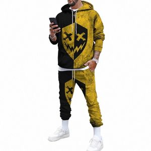 men Tracksuit Set Smile 3d Printed Hoodies Suits Jogger Casual Sweirts Sweatpants 2 Piece Autumn Winter Hip Hop Man Clothing u33j#