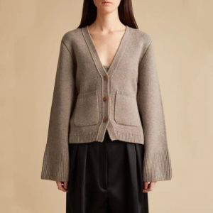 Cardigan in lana lavorata a maglia da donna di marca di lusso Cardigan con scollo a V profondo Donna Inverno 2023 Maglioni a maniche lunghe da donna femminile