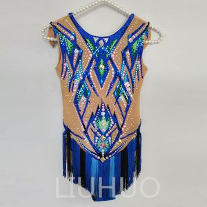 Liuhuo Customize Colors Rhythmic Gymnastics Leotards 여자 여자 경쟁 예술 체조 공연웨어 크리스탈 블루 BD736