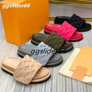 Designer-Hausschuhe, Pool-Pillow-Pantoletten, Slides, Damen- und Herrensandalen, Sunset Flat, Komfort, gepolsterter Vorderriemen, modischer, leicht zu tragender Stil