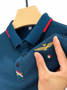 100% Cott High End Brodery LG Sleeve T-shirt för mäns 2023 Autumn Fi Busin Polo Shirt Brand Casual Men's Wear 42FM#