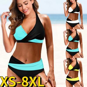 Kadın Yüksek Bel Mayo Moda Tasarımı Baskı İki Parçalı Set Bikini Yaz Konfor Beachwear 240320