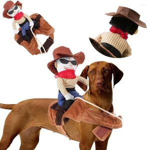Dog Apparel European And American Style Pet Costume Funny Cotton Elastic Cosplay Outfit Soft Cowboy Horse Riding