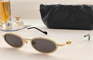 Fashion designer Lesyeux sunglasses for women avantgarde frame set diamond oval shape metal sun glasses trend star same style Ant9661563