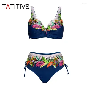 Kvinnors badkläder Tatitivs Floral Plus Size Bikini Large Cup Swimsuit Push Up Set Summer Women Beach Bathing Suit Biquini