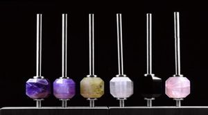 Regulowane regulowane 304 Słomki do picia ze stali nierdzewnej z naturalnym kryształowym leczeniem kwarcowym kolumna 6 kolorów pudełko prezentowe 2349410