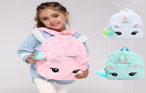 Unicorn Animal School Bag Backpack Kids Girls Cartoon 3D Plush New Fashion Stuffed dagis Söt baby ryggsäck7612549