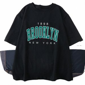 1898 Brooklyn New York Письмо, напечатанные Cott T Roomts For Man Persity Street Hip Hop Clothing Негабаритный All-Mens Mens Tops K51G#