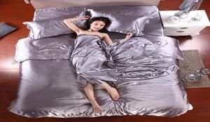 100 Pure Satin Silk Bedding Set Home Textile King Size Bed Set Bedclothes Duvet Cover Flat Sheet Pillowcases3437413