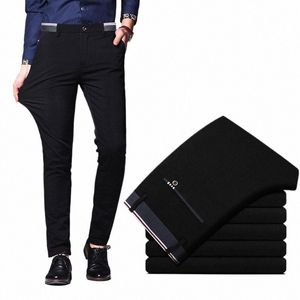 2024 Mäns vårens höstfi-busin Casual LG Pants Suit Pants Mane Elastic Straight Formal Trousers Plus Big Size 28-40 Z7RS#