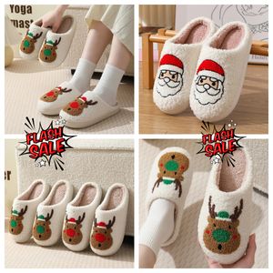 Nuova casa confortevole Simpatico cartone animato Babbo Natale Coppie Caldo cotone GAI morbido Designer natalizio Alce Adorabile peluche spesso Pantofole bianche invernali unisex taglia 36-45