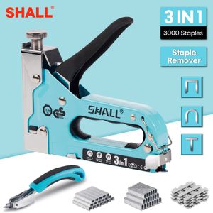 SHALL 3 In 1 Nail Gun DIY Furniture Construction Stapler Upholstery Staple Gun With 3000 Home Decor Carpentry Tools 240313