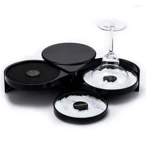 Bar Products Creative Black Glass Rimmers Three-Layer Bartender Juice Margarita Cocktail Box Household Salt Sugar Seasoning Tools