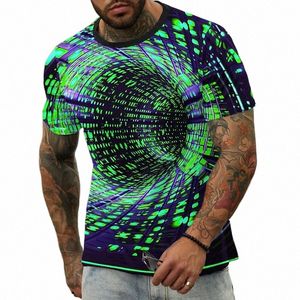 T-shirt estiva per uomo T-shirt manica corta stampata luminosa 3D T-shirt streetwear Abbigliamento uomo oversize T-shirt o-collo V6wa #