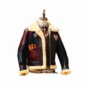 Europeu / EUA Tamanho de alta qualidade Super quente genuíno casaco de couro de ovelha Mens Big B3 Shearling Bomber Merino Fur Jacket p3Nf #