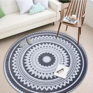 Bath Mats Nordic Gray Geometric Round Carpet Thick 15mm For Living Room Bedroom Anti-slip Area Rugs Chair Floor Mat Cloakroom Carpets