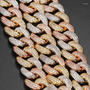 Chains Hip Hop Selling 18mm Three Color Men's Large Cuban Chain Copper Micro Set Full Zircon Necklace