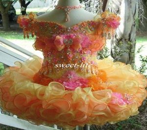 2020 Cheap Crystal Beauty Glitz Baby Flower Girl Pageant Girls Dresses Formal Little Kids Birthday Party Gowns6204121