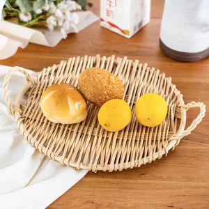 Rattan Storage Tray Dinning Coffee Breakfast President Bread Rack Round Rectangle Basket With With Home Decor