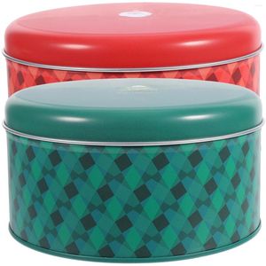 Garrafas de armazenamento 2 PCs Christmas Biscuit Recifers Cookie Jar Cover Candy Tins Supplies Anciões