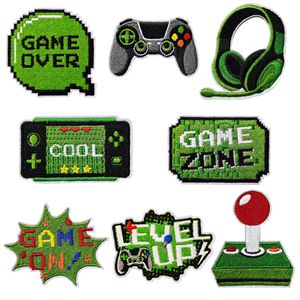 Green Iron on Patches Video Game Embroidery Patch Pixelated Embroidered Applique Repair Patch for Kids Clothing T Shirt Hat Backpack DIY Craft Accessories