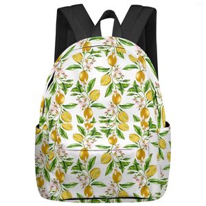 Zaino Frutta Limone Fiore Acquerello Arte Donna Uomo Zaini Scuola impermeabile per studenti Ragazzi Ragazze Borse per laptop Mochilas