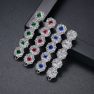 New Retro hair clip Europe and America popular one line hair clip full diamonds Colored zircon Barrettes wedding party jewelry Valentine's Day birthday gift spc