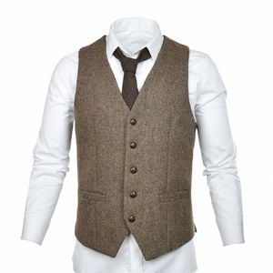 Herr ullväst Herr Herringbe Slim Fit Suit Vest Men's Wedding Busin Tuxedo Vest Z3YI#