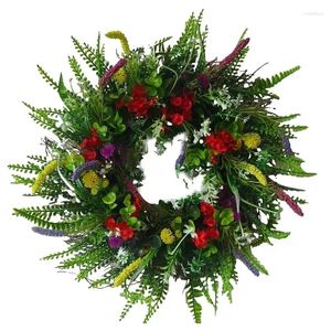 Decorative Flowers Artificial Wildflower Wreath Realistic Lavender Daisy For Spring Garden Ornaments Indoor & Outdoor Rustic Arts