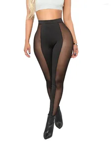 Kvinnors byxor kvinnor är sexig se genom rena mesh leggings hög midja casual sweatpants tights pest club streetwear