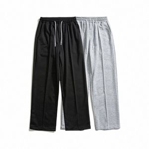 2023 Spring New Men's Baggy Sweatpants Korean Fi Streetwear Light Grey Straight Wide Leg Pants Casual Trousers Male f1aD#