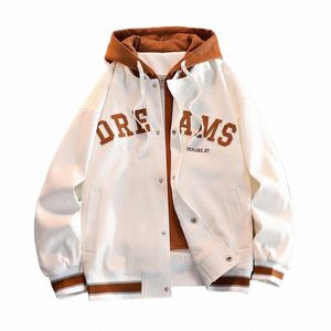 high Quality Varsity Baseball Uniform Jacket Men's Autumn New Trendy Brand All-match Student Hooded Jacket Plus Size Coats Women Q0S8#