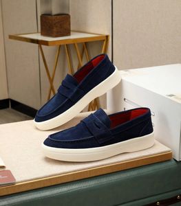 24SS Perfect Gentleman Charms Walk Herren Freizeitschuhe Travis Loafers Flache Low Top Wildleder Rindsleder Oxfords Mokassins Gummisohle Walking Sport mit Box EU38-46