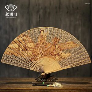 Decorative Figurines |ways Chang Door Folding Fan Sandalwood Hollow Out Gift Collectables - Autograph Handicraft In Suzhou