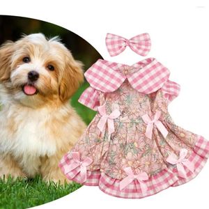Hundkläder exakt trådbunden husdjursklänning blommor mönster kjolar andas bekväma sommar hawaii klänningar för tjejhundar katter med båge