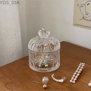 Garrafas de armazenamento frascos luz luxo ins estilo claro vidro cristal armazenamento jar caixa de jóias decoração do vintage ornamento requintado organizador de armazenamento de jóias 240327