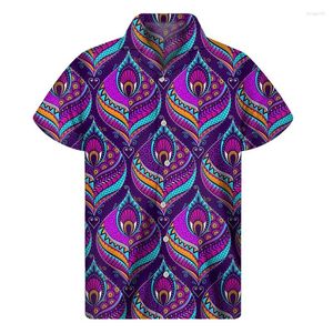 Camicie casual da uomo Bohemian Feather 3d stampato hawaiano per uomo Donna Summer Fashion Street maniche corte camicia da spiaggia Top bavero camicetta