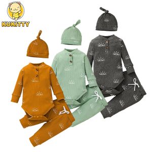 3pcs erkek bebek giysileri seti bahar sonbahar örgü vneck romerinfant pantolons bombardıman 240313