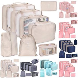 Storage Bags Travel Packing Cubes 8 Piece Set Foldable Luggage Bag Lightweight