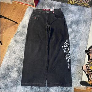 Мужские джинсы Jnco Y2K Уличная одежда Хип-хоп Боксерские перчатки Мешковатые черные брюки с графическим принтом Мужчины Женщины Harajuku Готические широкие брюки Drop Deliv Otbrd