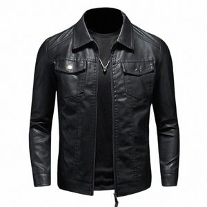 black PU Jackets Men Spring Autumn Leather Jacket Coat Male Fi Casual Motor Biker PU Leather Coat Big Size 5XL 659k#