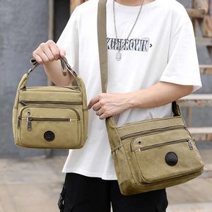 Umhängetaschen 2024 Herren Canvas Messenger Bag Große Kapazität Baustelle Arbeit Britischer Stil Akten-Crossbody