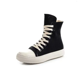 Casual Shoes Women Men Canvas Trainers Lace-Up Zipper Plats Black Gothic Owen High to Ankle Boots