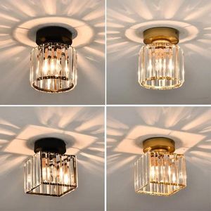 Ceiling Lights Led Crystal Lampshade Balck Gold Plafonnier Living Room Bedroom Modern Round Square Decorative Lamp E27