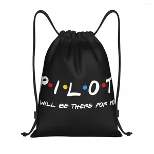 Shoppingväskor pilotgåvor jag ska vara där för dig dragstring väska träning yoga ryggsäckar jaktflygplan luftfartssport gym säckpack