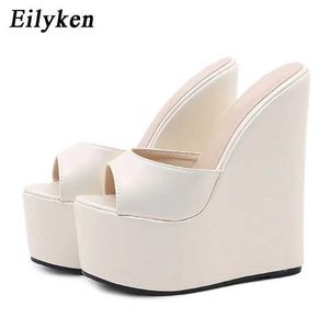 Kapcia kapcie Eilyken Fusion Platform Wedge Peeping Stope Slajd Womens Summer Soes Sexy Super IG Wone Sandals Sandals Rozmiar 35-42 H240326V5YD