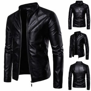 Winddichte Jacke Einfarbig Winter Jacke männer Slim Fi Motorrad Winter Jacken chaqueta hombre Schwarz Leder kurtka sko z65N #