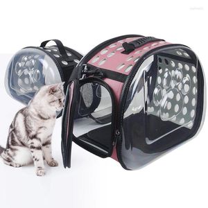 Portadores de gatos mochila transparente moda pet saco transportadora para gatos espaço dobrável respirável viagem ao ar livre transportar tr