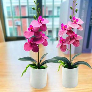 Flores decorativas fantasia colorfast flexível resistente às intempéries flor de orquídea artificial de casamento com planta de vaso reutilizável