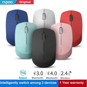 Möss Rapoo Silent Wireless Optical Mouse med Bluetooth 3.0/4.0 RF 2,4 g Mute Mini Noiseless Möss för Windows PC Laptop Computer Phone